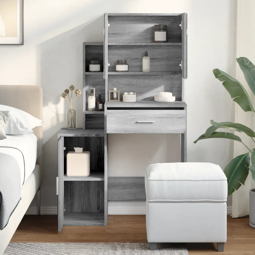 Toeletta con Armadietto Grigio Sonoma 80x35x132 cm 848239