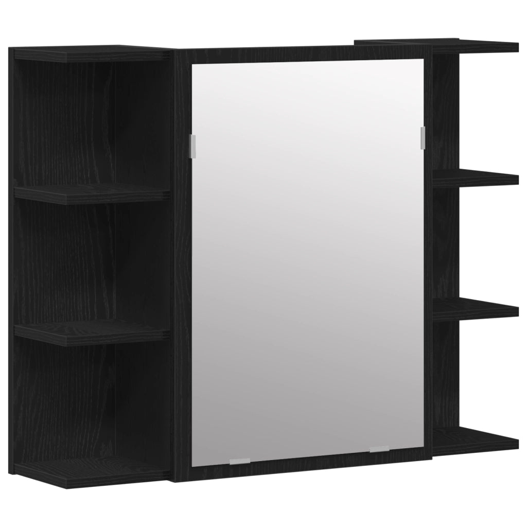 Set di mobili da bagno 3 pezzi in legno ingegnerizzato con finitura rovere nero