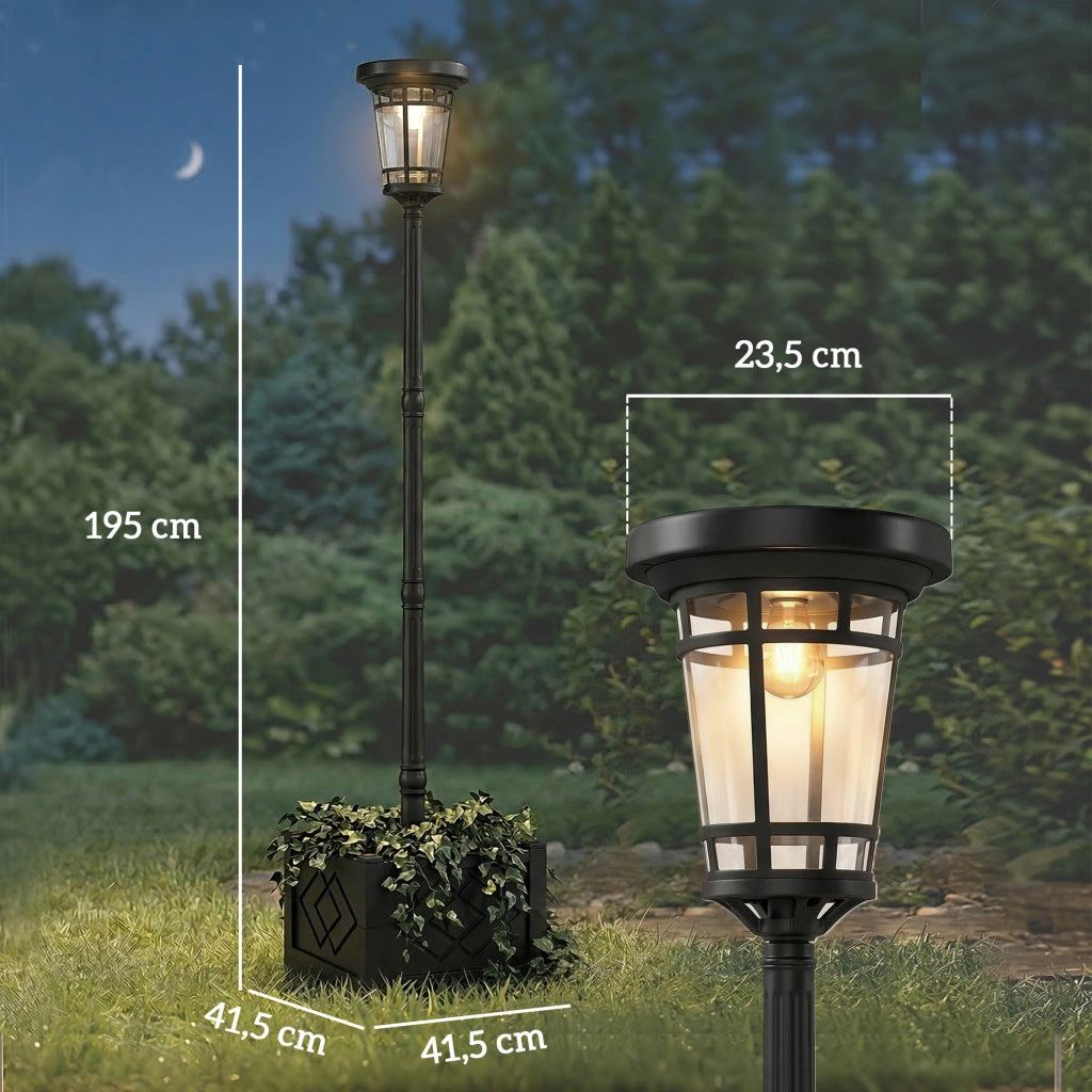 Lampada da giardino solare con vaso per fiori 195cm ¨C zephmum ¨C 2 livelli luminosit¨¤ IP44