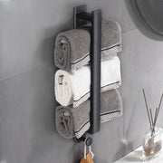 Sostegno asciugamano senza foratura, sostegno asciugamano autoadesivo, bagno, acciaio inossidabile, sostegno asciugamano ospite, sostegno asciugamano bagno, colla con chiodi per bagno e cucina (nero, 40 cm)