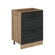 Vicco Mobiletto base per cucina Antracite casa di campagna 60 cm con cassetti, senza piano di lavoro