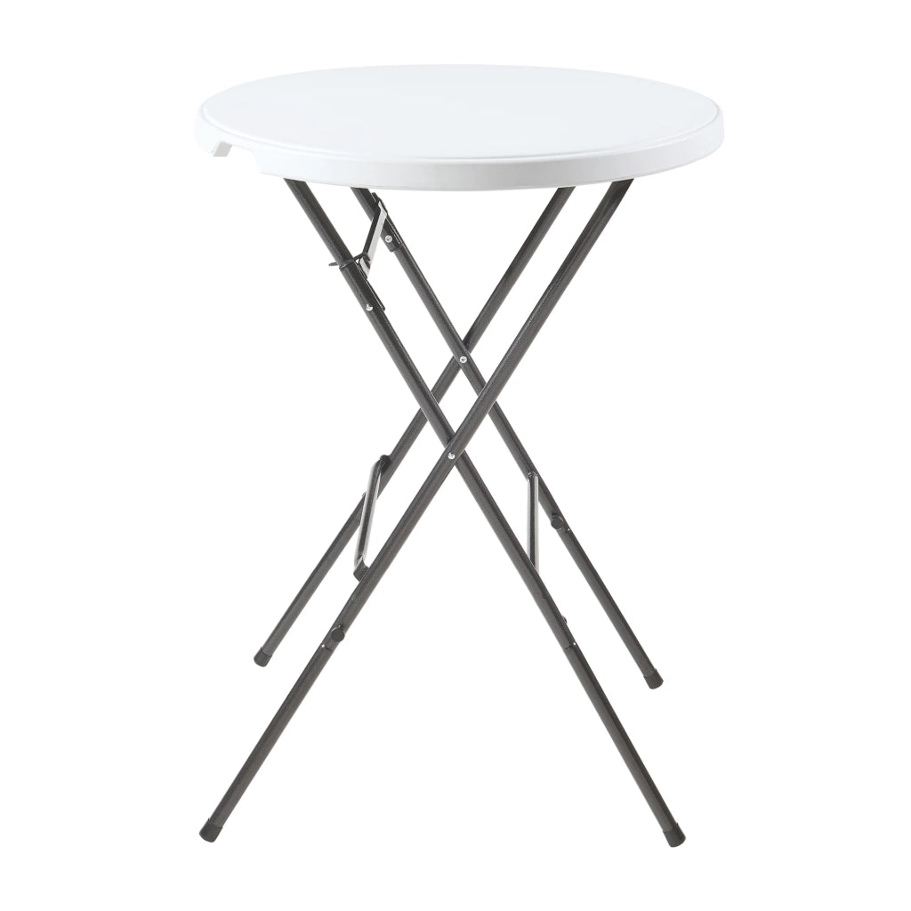 Tavolo alto pieghevole con piano rotondo 80 x 110 cm bianco 03_0011084