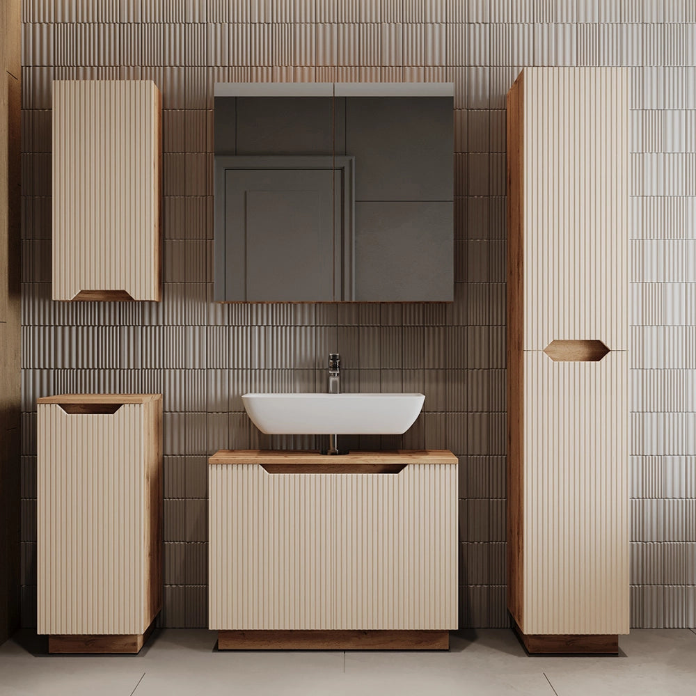 Vicco Mobile sottolavabo per bagno Rovere/cashmere a righe 79.6 x 62.1 cm con 2 porte