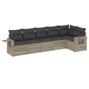 Set Divano da Giardino 6pz | Set Salotto da Giardino con Cuscini Grigio Chiaro Polyrattan