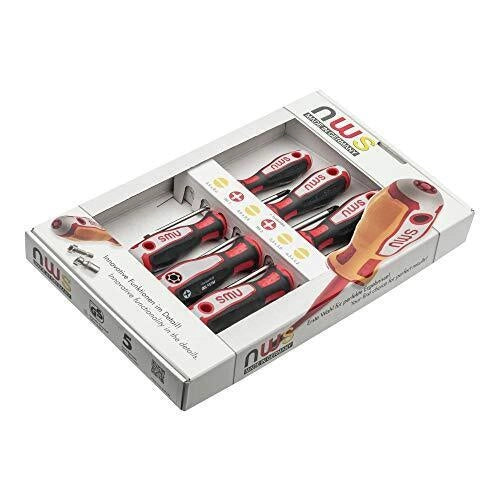 NWS 668789 094-7 Set di Cacciaviti 7 Pezzi con Impugnatura Ergonomica Multicomponente e Punte in Acciaio al Cromo-Molibdeno-Vanadio colore Nero