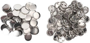 Knoppi 100 pezzi - Knoppi Robusti in Metallo - Creatività per il Riciclo - Set di Badge con Piastrina - Materiale Sostenibile - Superficie Liscia