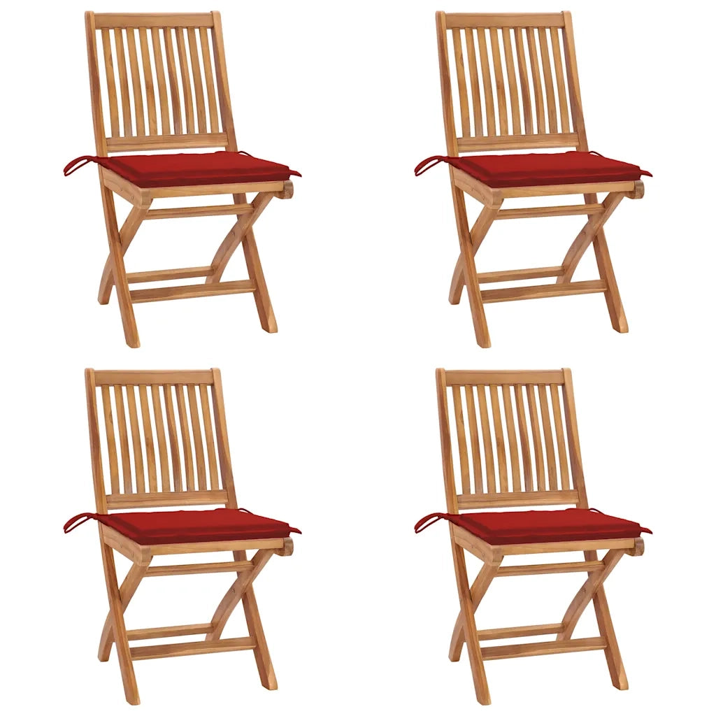 Sedie da Giardino Pieghevoli con Cuscini 4 pz Massello di Teakcod mxl 69764