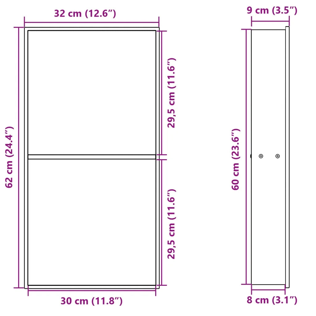 Nicchia per Doccia Argento Spazzolato 32x62x9cm in Acciaio Inox CFW3334366
