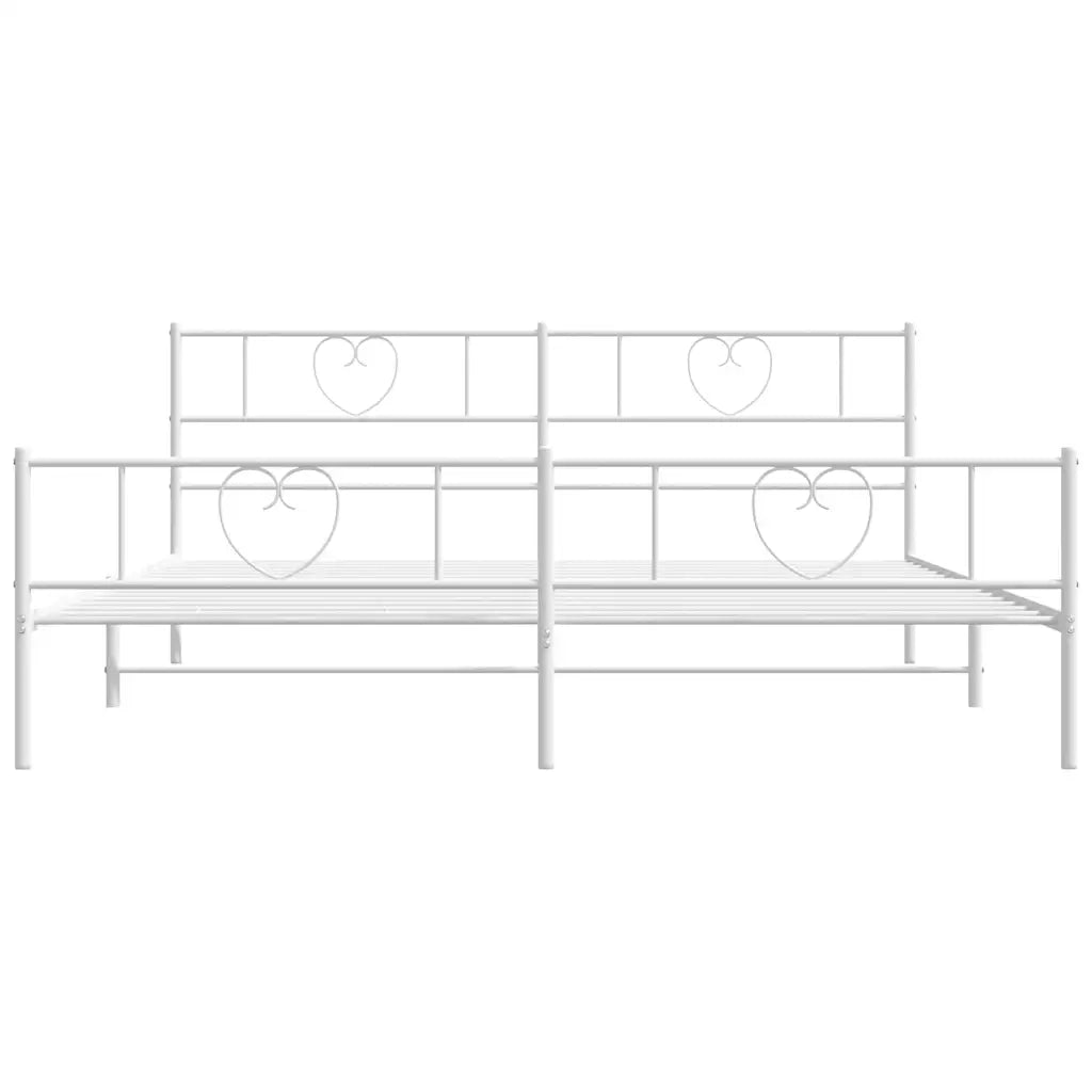 Giroletto con Testiera e Pediera Metallo Bianco 193x203 cm 355536