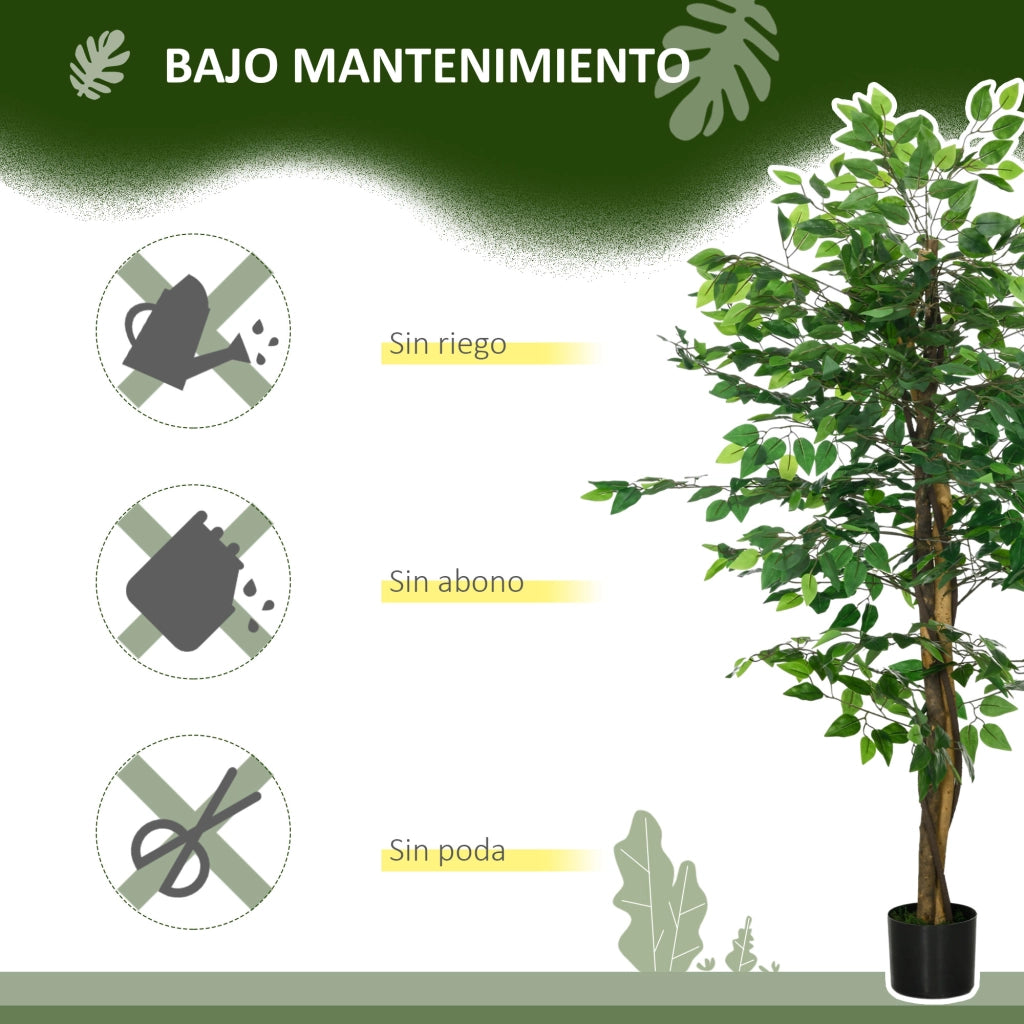 Pianta Artificiale Ficus 150 cm ¨C Xylo ¨C 882 Foglie Tronco Naturale Verde