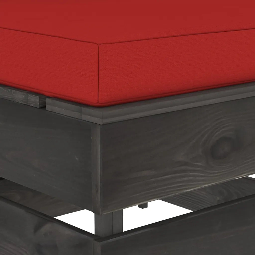 Divano Centrale Modulare con Cuscini in Legno Impregnato Grigio 3068126