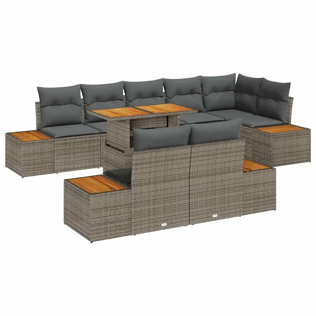 Set da Pranzo per Giardino con cuscino 9 pcs Grigio e Marrone 3350081
