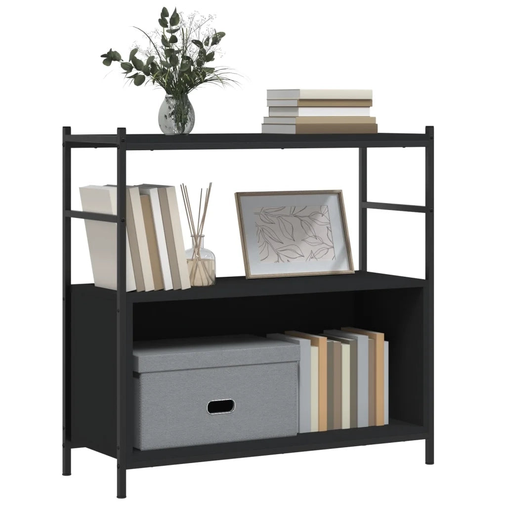 Libreria Nera 80x30x78,5 cm in Legno Multistrato e Ferro 832793