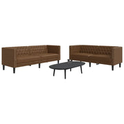vidaXL Set Divani Chesterfield 2pz Marrone in Similpelle Scamosciata