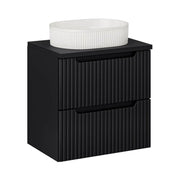 Set da bagno VANO 60cm: mobile sottolavabo con cassetti + top per lavabo + lavabo da appoggio con scanalature verticali