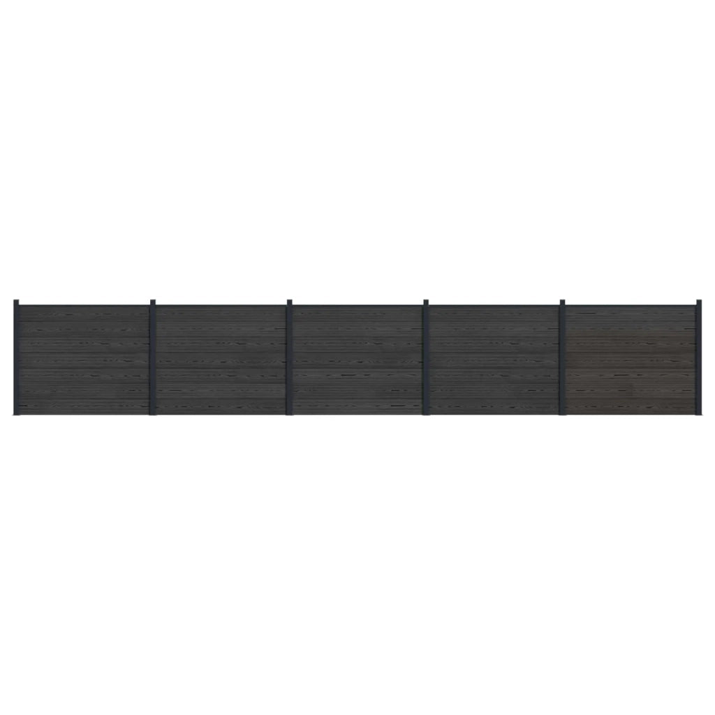 Pannello di Recinzione 5 pcs WPC e Alluminio Nero