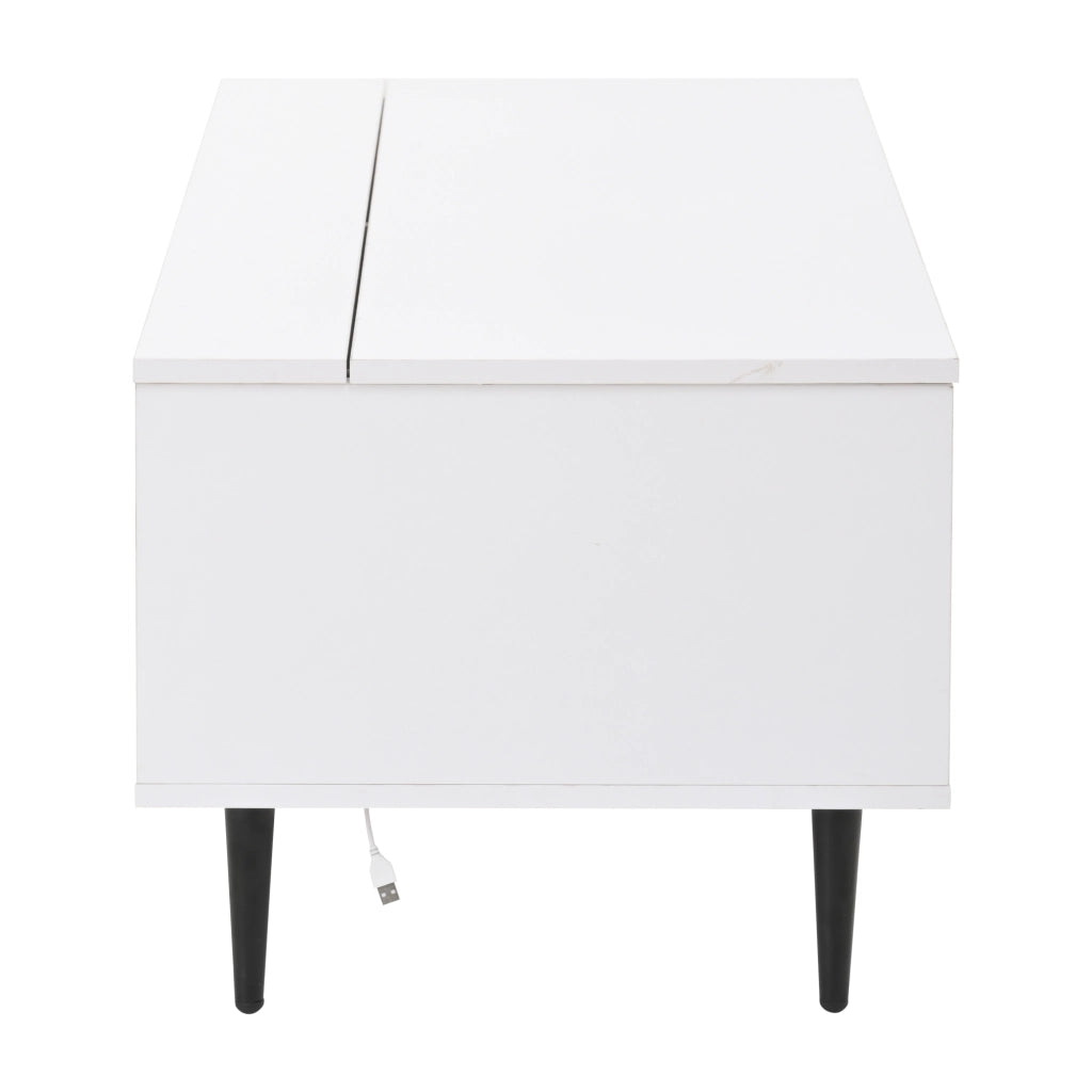 TAVOLO Caffè regolabile 105 x 50 x 43 cm bianco in truciolare e vetro temperato con LED