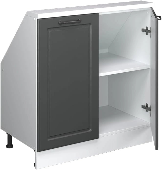 Mobile sottotetto Rion, Antracite casa di campagna/bianco, con 2 porte