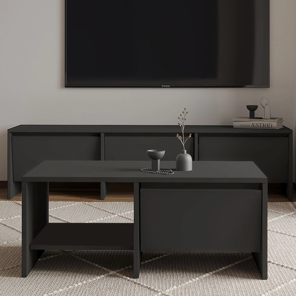 Tavolino in legno "Laris" - 90 x 45 x 35 cm - Grigio antracite