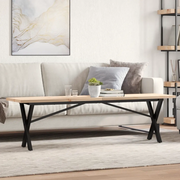 Tavolino Salotto Telaio a X 160x40x45,5 cm Legno Pino e Acciaio