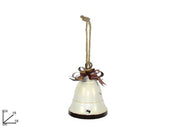 Decorazione Natalizia Campanella in Metallo Bianca con Fiocco 24 x 18 cm