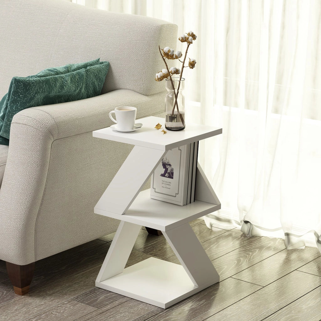 Rubiana, Tavolino da Salotto 2 Vani, 30x30x50h cm Bianco