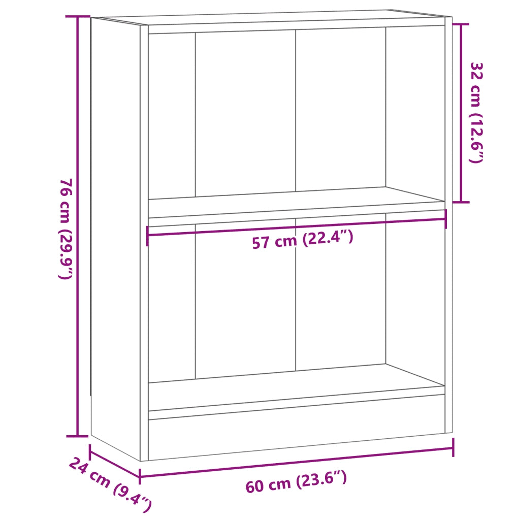 Libreria-Scaffale per Libri-Mobile di Stoccaggio Legno Antico 60x24x76 cm in Truciolato