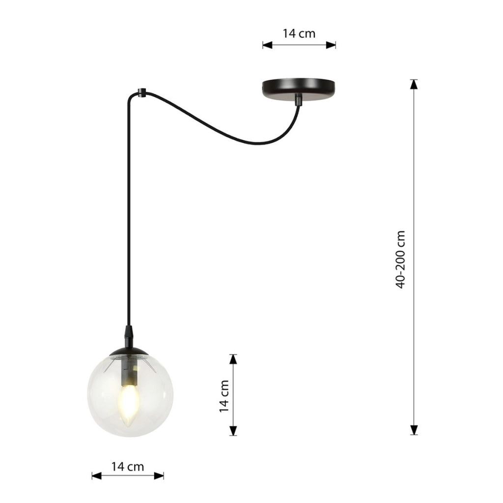 Lampada a sospensione GIGI in acciaio nero e vetro