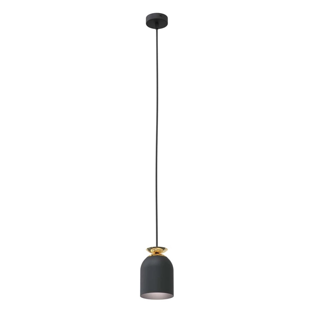 Sospensione Contemporanea 1 Luce Bastet In Acciaio Nero E Oro