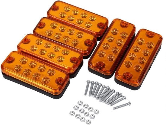 Set di 6 Segnalatori LED Gialli 12V per Camion, Pianale e Autobus