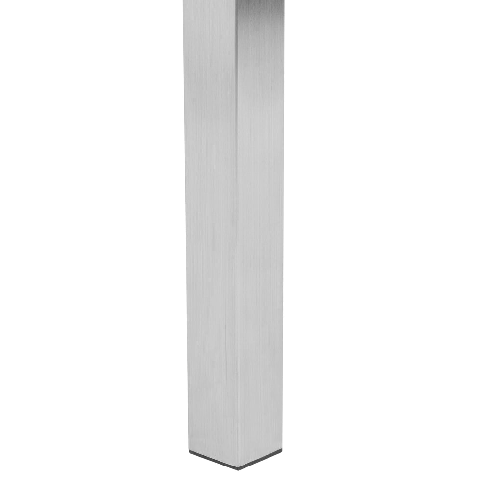 Tavolo da pranzo da giardino Piano in granito grigio e argento Gambe in acciaio inox esterne 6 posti 180 x 90 x 74 cm