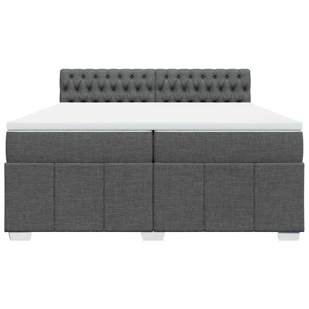Giroletto a Molle con Materasso Grigio Scuro 200x200 cm Tessuto