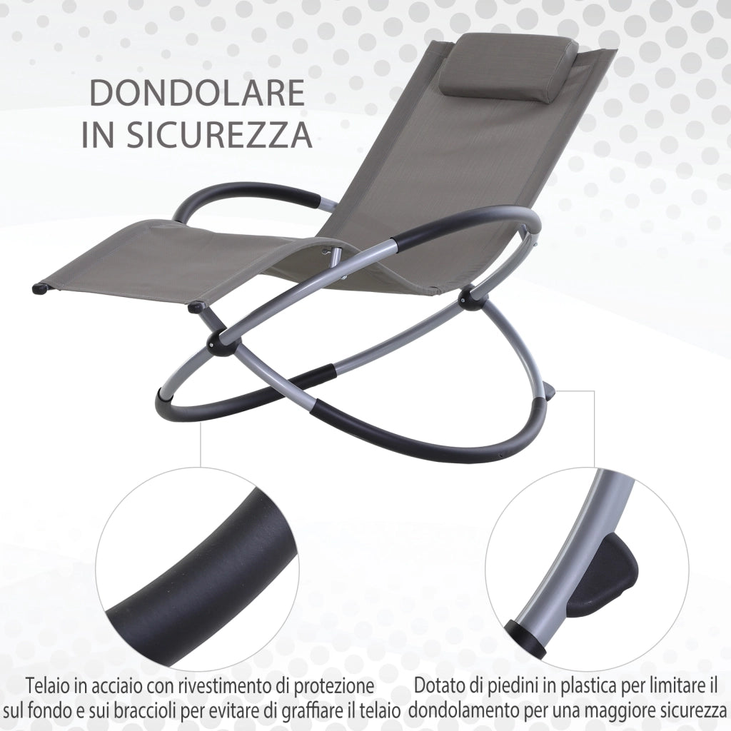 Easycomfort Sedia a Dondolo Design Moderno per Interni ed Esterni Texteline 154x80x84cm Grigio