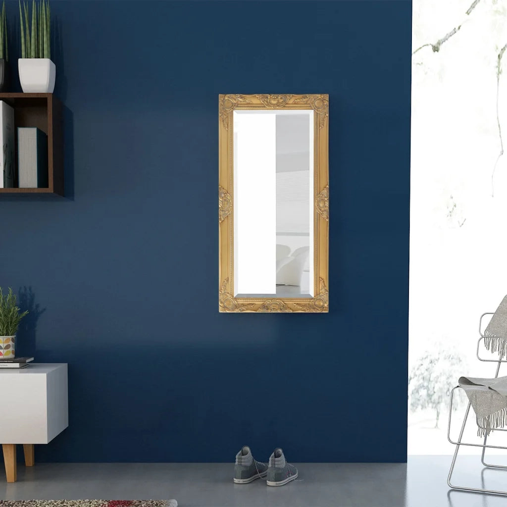 Specchio da Parete Stile Barocco 100x50 cm Oro 243680