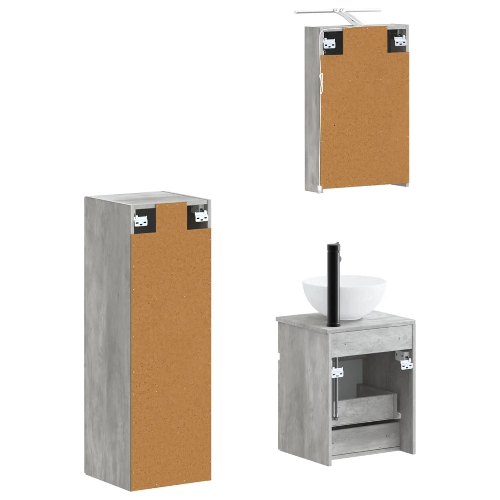 Set di mobili per il bagno 4 pcs Grigio Cemento 3407458
