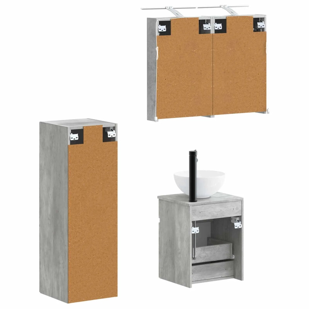 Set di mobili per il bagno 4 pz Grigio Cemento 3407458