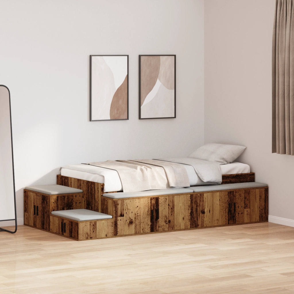 Letto contenitore in legno vecchio 75x190 cm