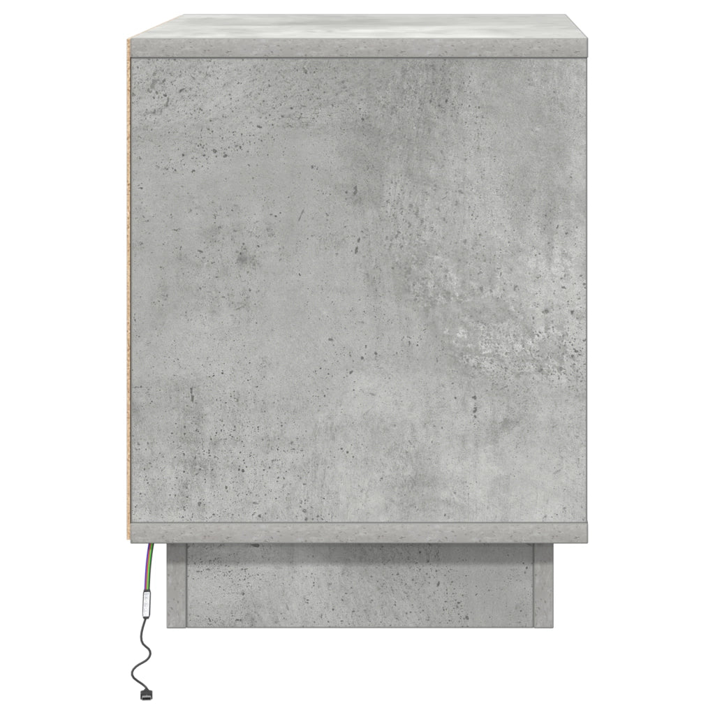 Comodino con luci LED Grigio Cemento 44x34,5x45 cm