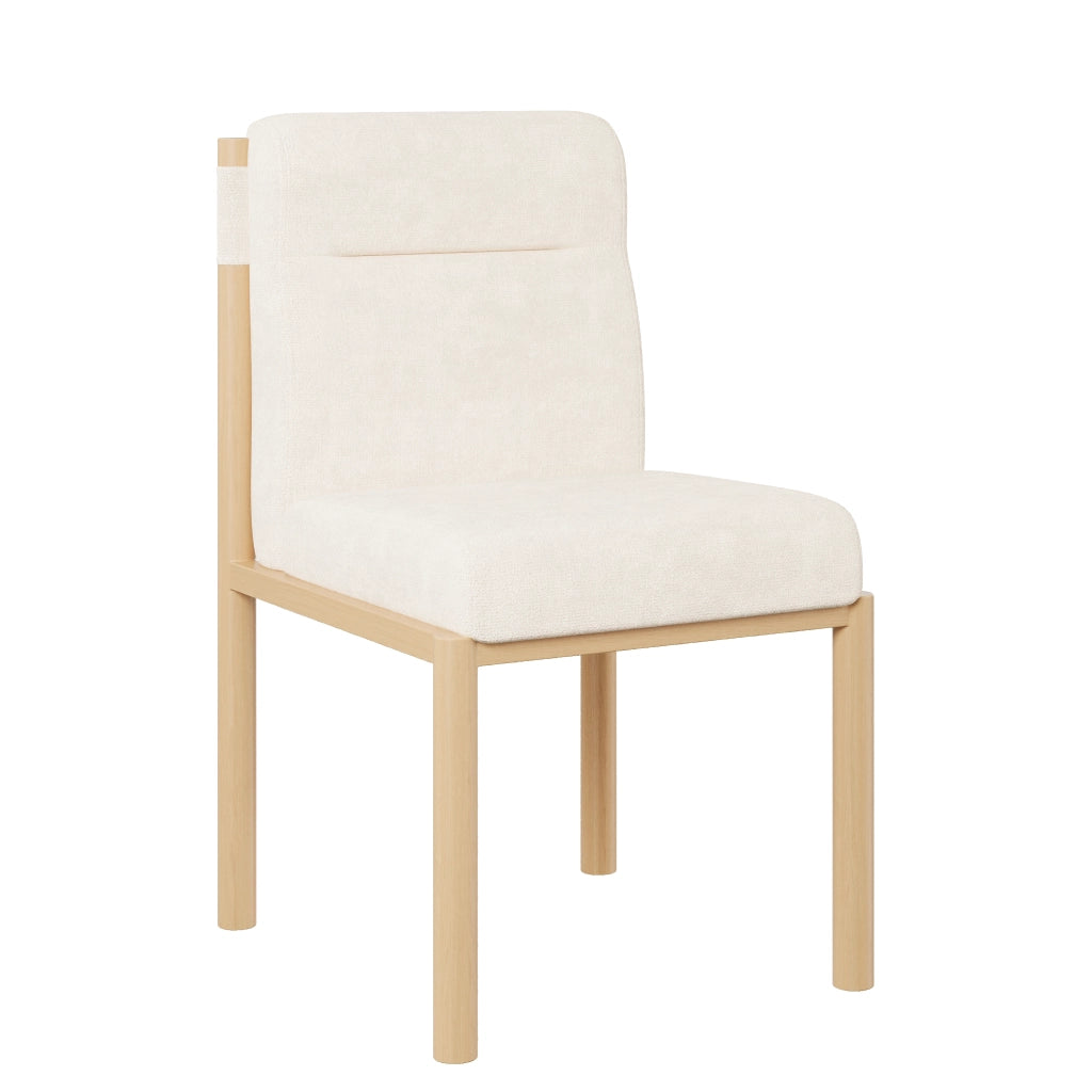 Set di 2 sedie da pranzo - Zephmum - Tela Sherpa - Struttura in effetto quercia - Imbottitura spessa - Beige