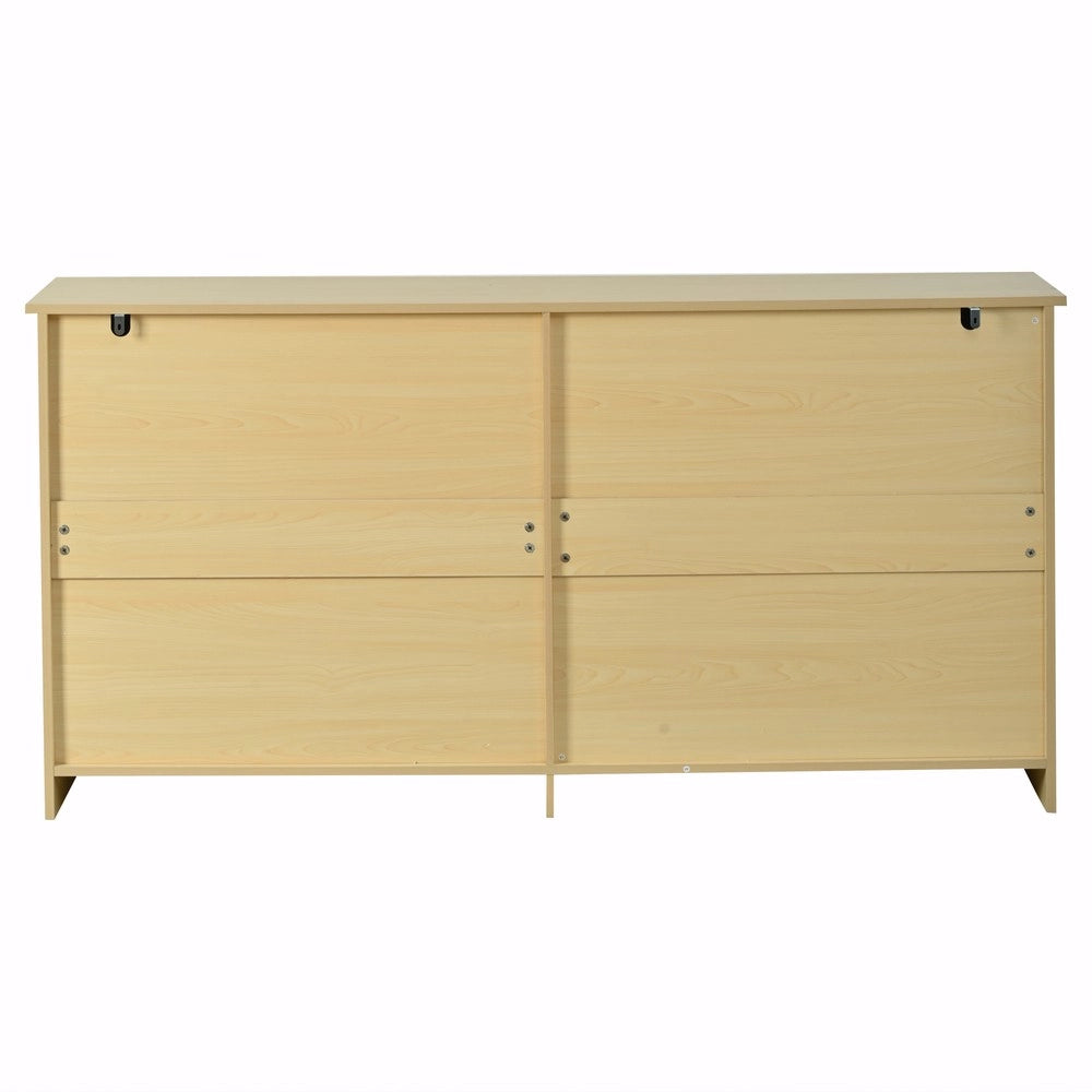Credenza con 4 Cassetti e 4 Ante ¨C MINIMAL ¨C Design Rigato, Metallo, Bianco e Naturale, 160 cm