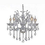 Trade Shop - Lampadario Soffitto 5 Bracci A Sospensione Con Catena Gocce Pendenti Lampada A12 - Argento