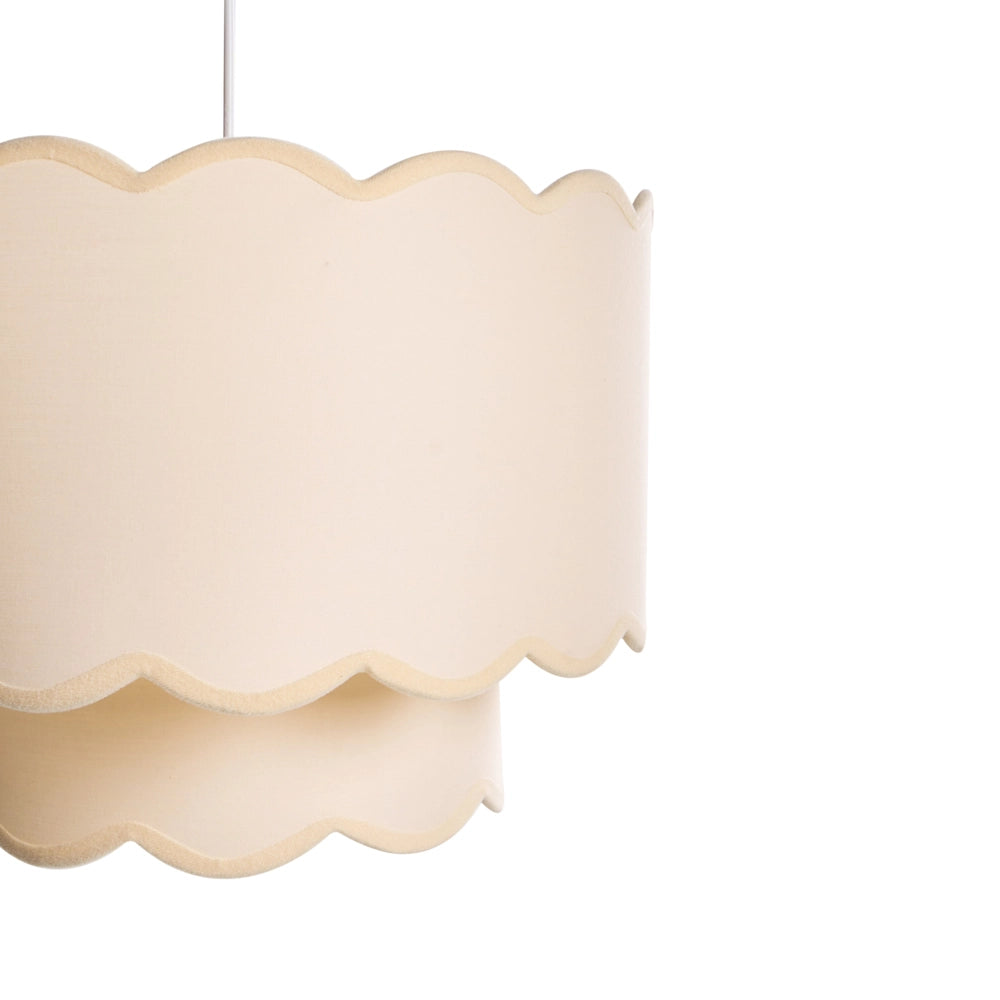 Lampadario in metallo con doppia base e paralume a tamburo in tessuto stile moderno luce d'atmosfera bianco e beige
