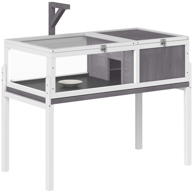 TARTARUGHIERA 104 cm Legno Massello Bianco e Grigio con doppia zona