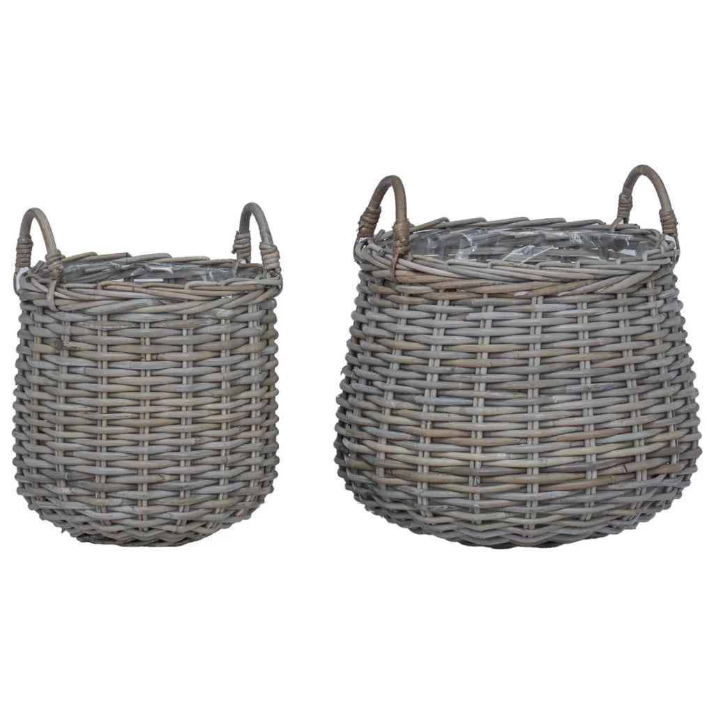 Cestino per piante con archiviazione 2 pcs Grigio Rattan Lacak