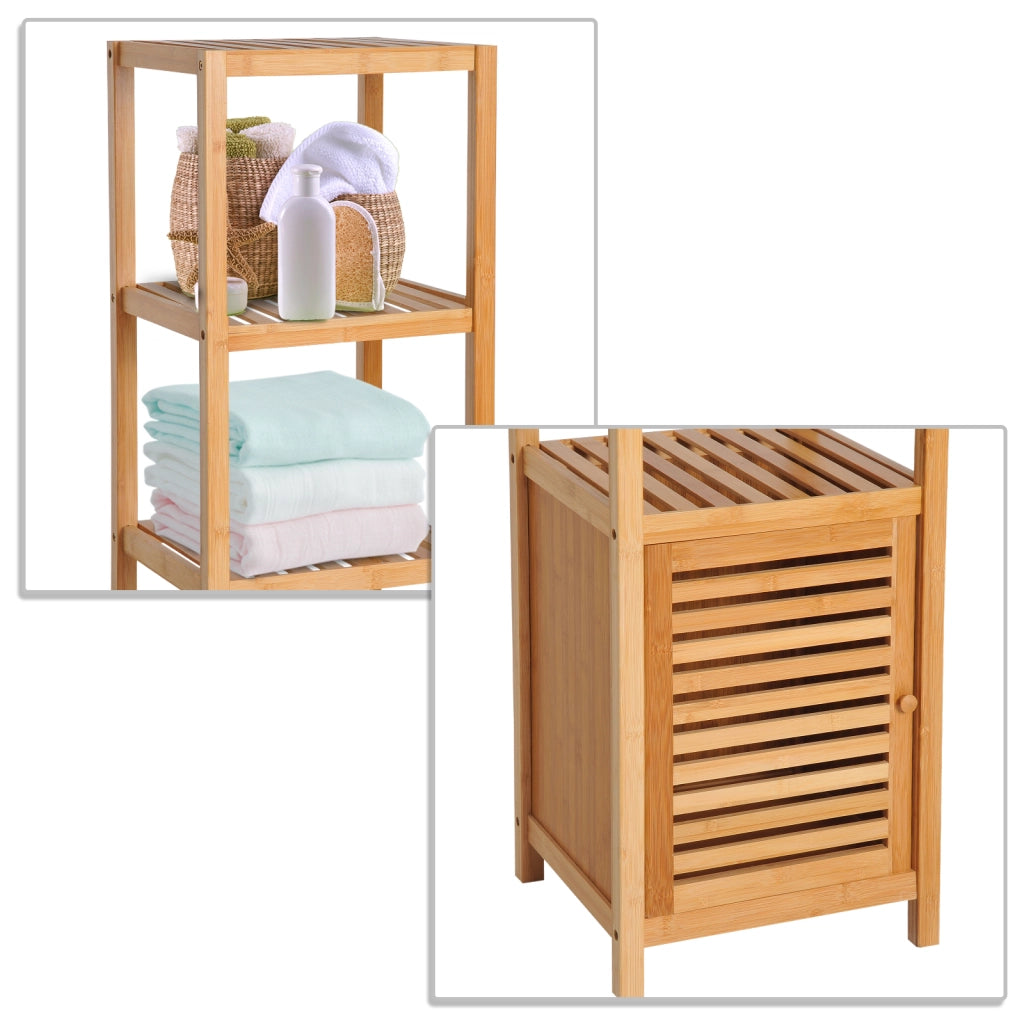 Armadietto da Bagno in Bamb¨´ con Anta e Ripiani ¨C Zephmum ¨C Naturale 33x36.5x140 cm