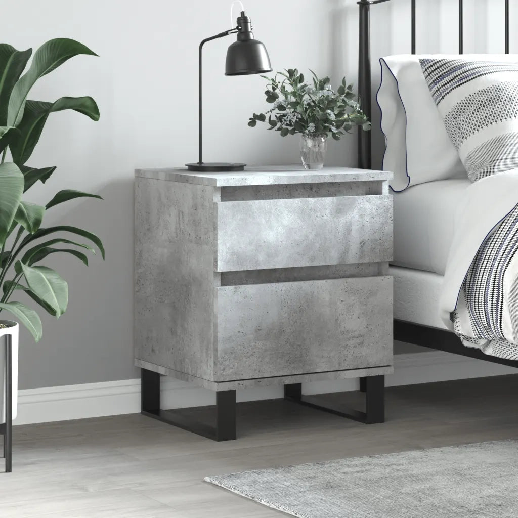 Comodino Grigio Cemento 40x35x50 cm in Legno Multistrato 830692