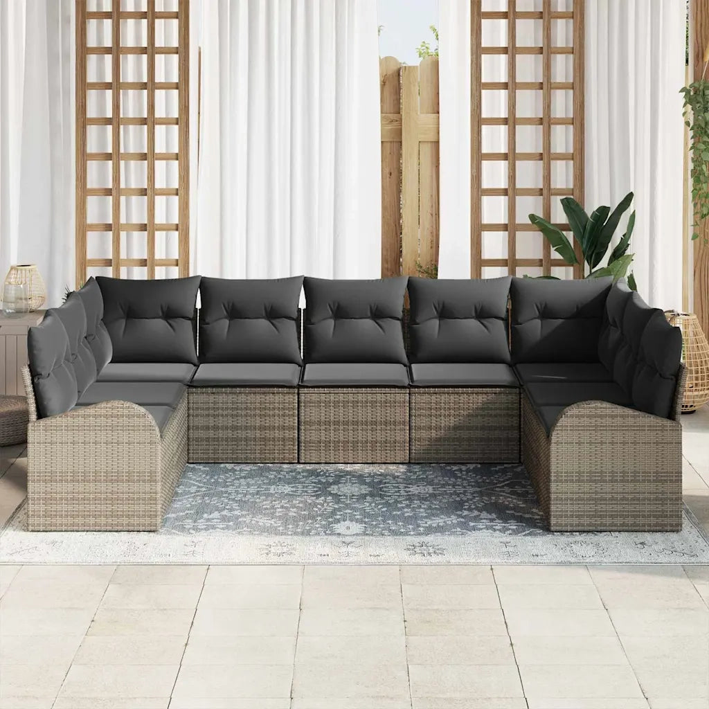 Set di divani con cuscino 9 pcs Grigio Rattan in Polipropilene