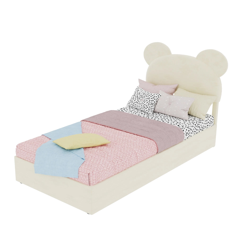 letto imbottito tessuto e metallo beige 90 x 200 cm