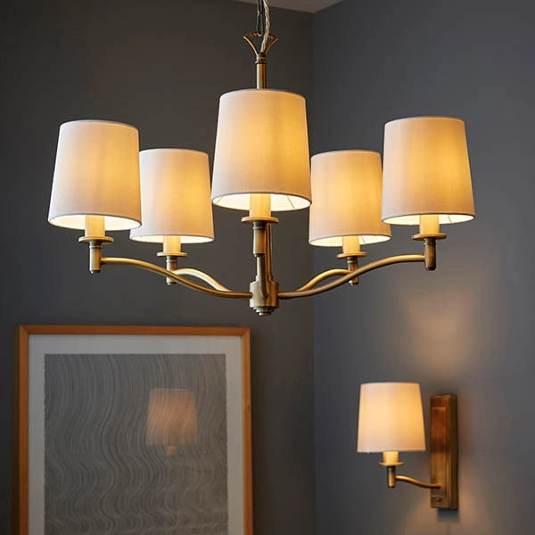 Lampadario classico ottone 5 luci E14 Ortona Endon