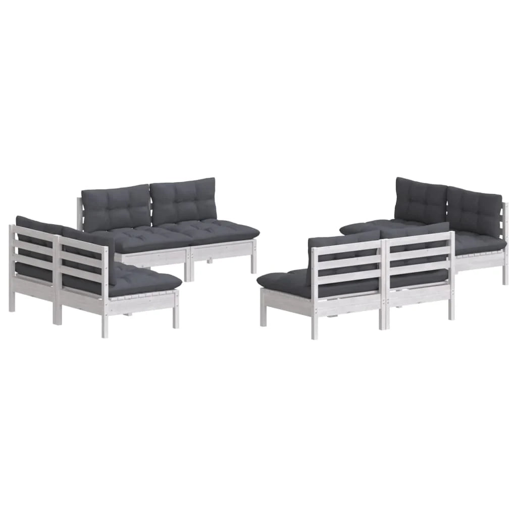 Set di mobili da giardino mobili da esterno 8 pezzi con cuscini legno di pino antracite 02_0017471